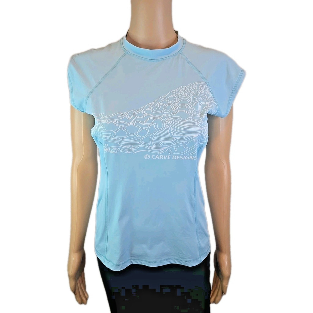 Carve Designs Large Performance Rash Guard Nylon Spandex Blue Surf Swim Top - Picture 3 of 8